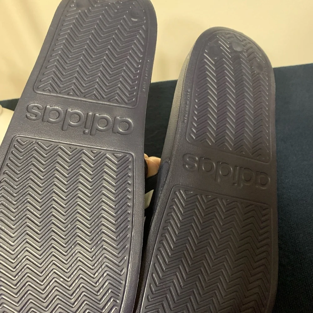 Adidas Navy and White Slide Sandals Size 12